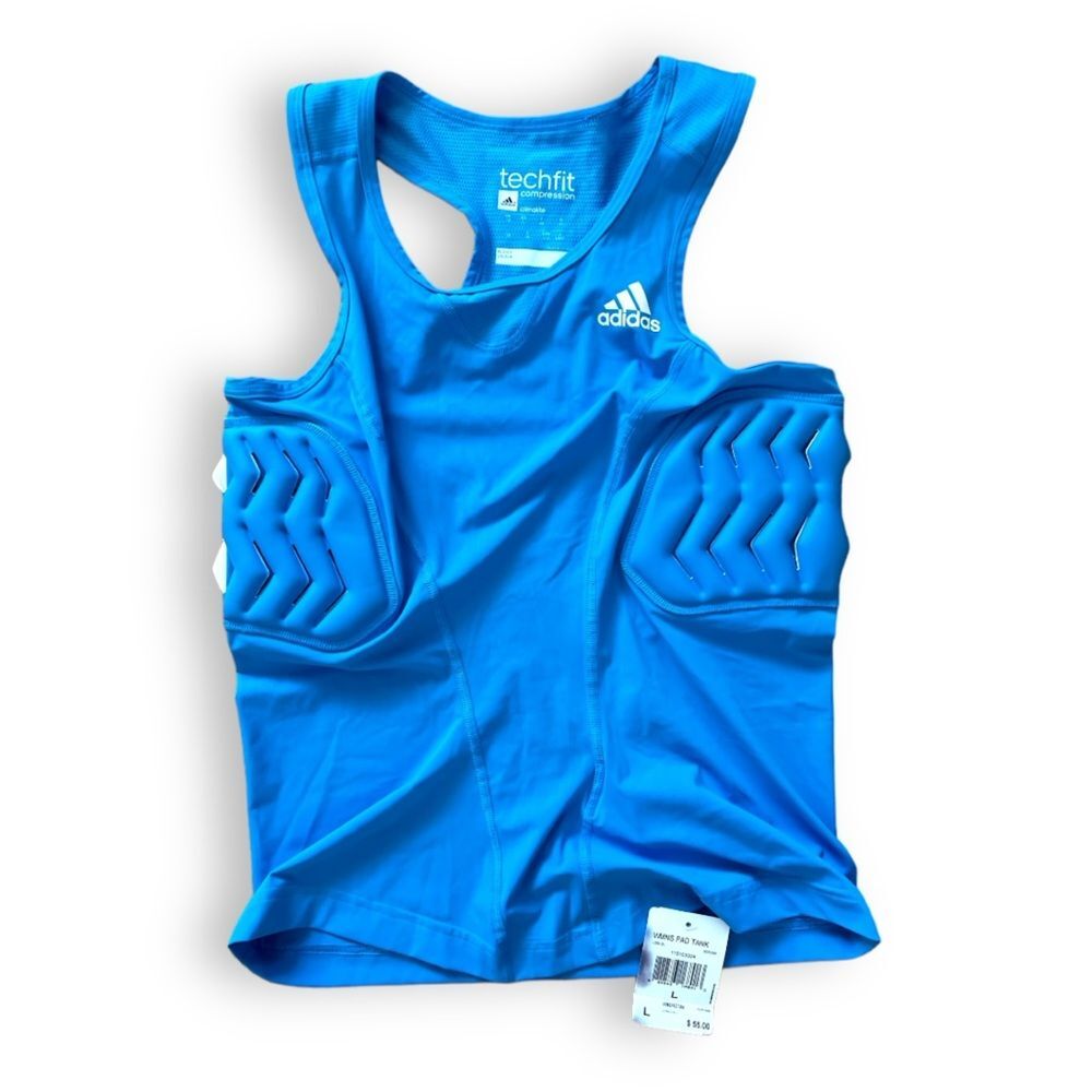 Adidas Women's Pad Tank Top Racerback Compression TechFit Climalite Blue Large